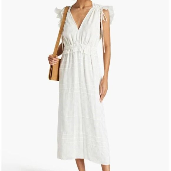 Robe-jupe Mi-longue Rianna + Nina Taille S Bleu Et Blanc - Soie Mixte, Boutonnage Devant, Neuve Avec étiquettes